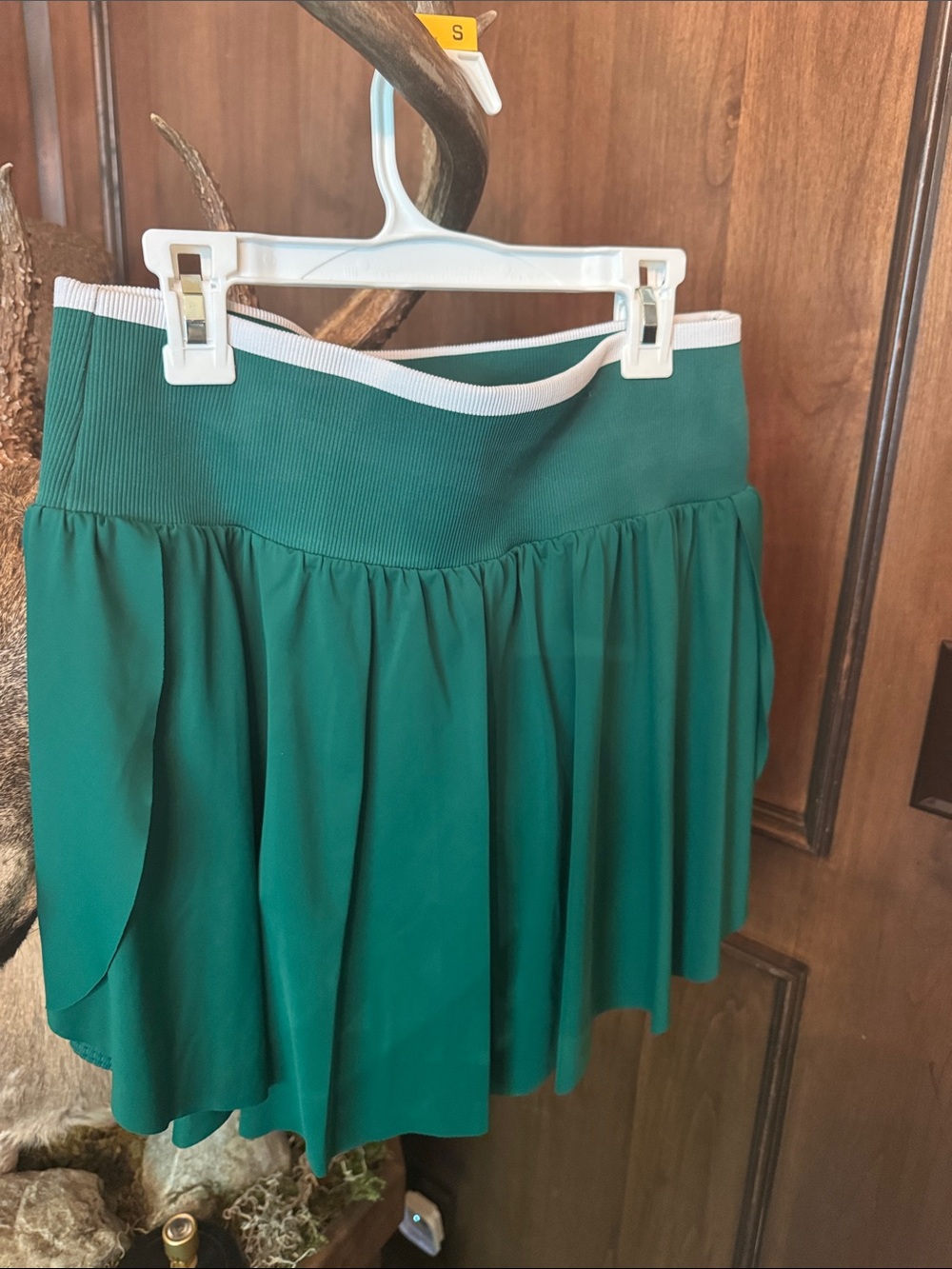 all in motion Green Pleated Mini Skirt with White Trim
